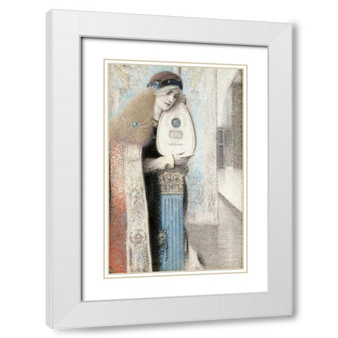 A Musician White Modern Wood Framed Art Print with Double Matting by Khnopff, Fernand