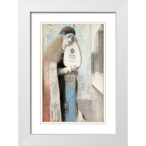 A Musician White Modern Wood Framed Art Print with Double Matting by Khnopff, Fernand