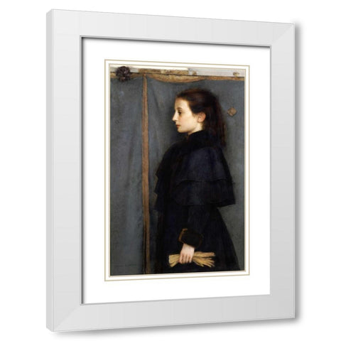 Portrait of Jeanne De Bauer White Modern Wood Framed Art Print with Double Matting by Khnopff, Fernand