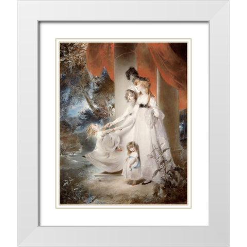 Portrait of Mrs Ayscoghe Boucherett White Modern Wood Framed Art Print with Double Matting by Lawrence, Sir Thomas