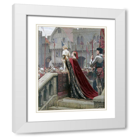A Little Prince Likely In Time To Bless a Royal Throne White Modern Wood Framed Art Print with Double Matting by Leighton, Edmund Blair
