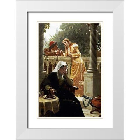 A Stolen Interview White Modern Wood Framed Art Print with Double Matting by Leighton, Edmund Blair