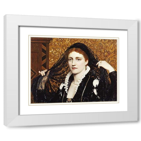 Olivia White Modern Wood Framed Art Print with Double Matting by Leighton, Edmund Blair