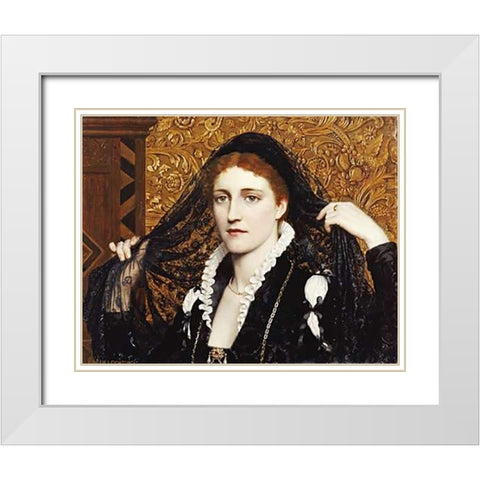 Olivia White Modern Wood Framed Art Print with Double Matting by Leighton, Edmund Blair