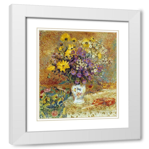 A Vase of Flowers White Modern Wood Framed Art Print with Double Matting by Lemmen, Georges