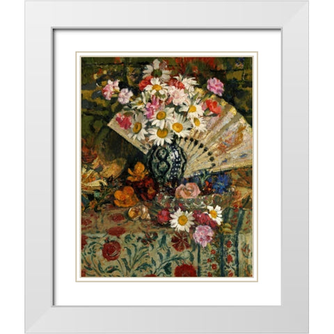 Still Life With a Fan White Modern Wood Framed Art Print with Double Matting by Lemmen, Georges