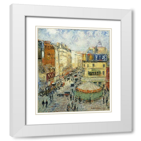 La Rue De Clignancourt White Modern Wood Framed Art Print with Double Matting by Loiseau, Gustave