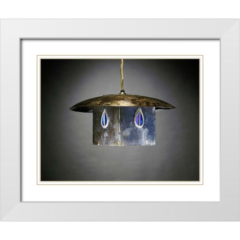 A Metal and Leaded Glass Hanging Shade White Modern Wood Framed Art Print with Double Matting by Mackintosh, Charles Rennie