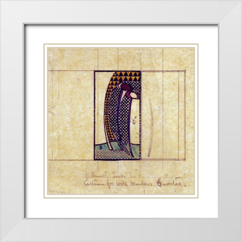 Design For Curtains For The Hall Windows White Modern Wood Framed Art Print with Double Matting by Mackintosh, Charles Rennie