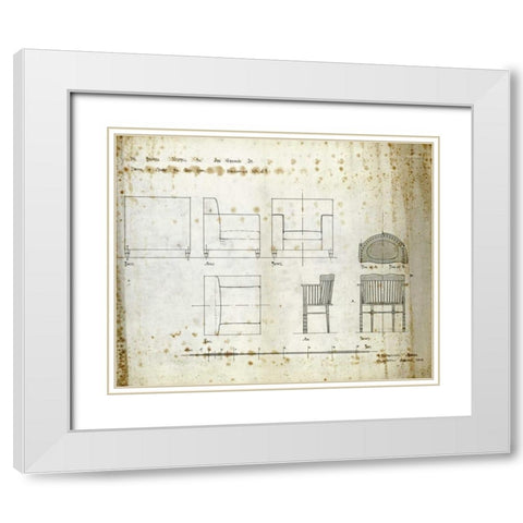 Designs For An Upholstered Chair, 1909 White Modern Wood Framed Art Print with Double Matting by Mackintosh, Charles Rennie