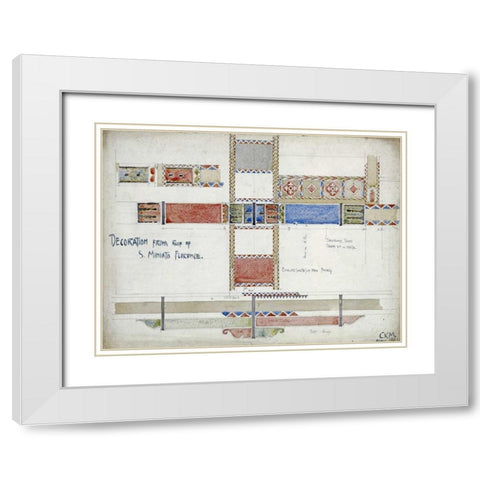 Florence, San Miniato, Studies of Decorative Ceiling Panels White Modern Wood Framed Art Print with Double Matting by Mackintosh, Charles Rennie