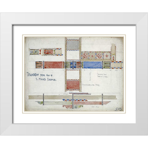 Florence, San Miniato, Studies of Decorative Ceiling Panels White Modern Wood Framed Art Print with Double Matting by Mackintosh, Charles Rennie