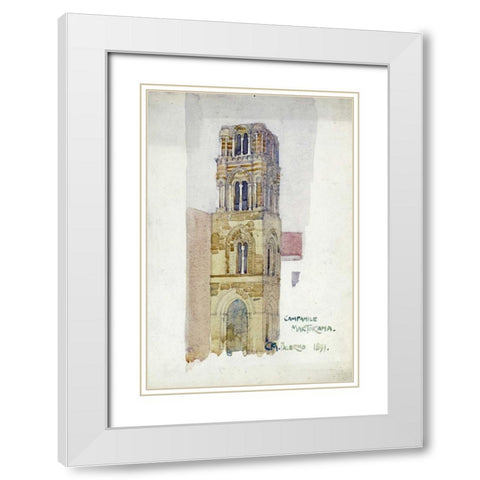 Palermo, Campanile Martorana White Modern Wood Framed Art Print with Double Matting by Mackintosh, Charles Rennie