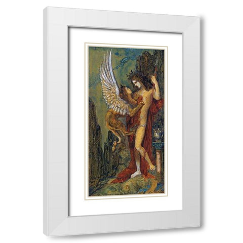 The Sphinx White Modern Wood Framed Art Print with Double Matting by Moreau, Gustave