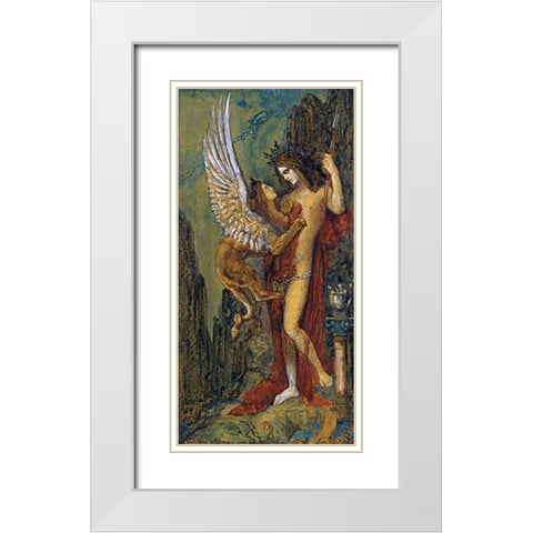 The Sphinx White Modern Wood Framed Art Print with Double Matting by Moreau, Gustave