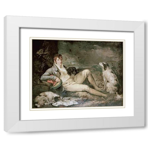 Portrait of a Sportsman White Modern Wood Framed Art Print with Double Matting by Morland, George