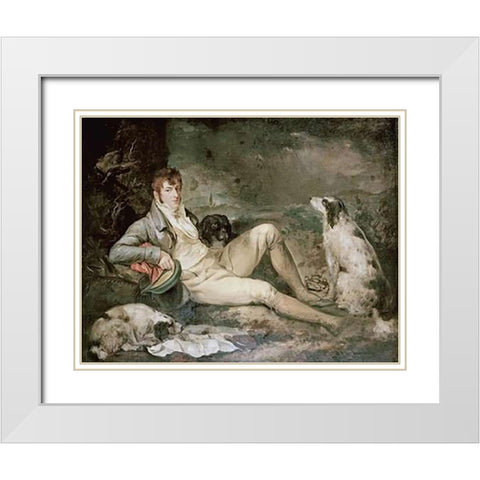 Portrait of a Sportsman White Modern Wood Framed Art Print with Double Matting by Morland, George