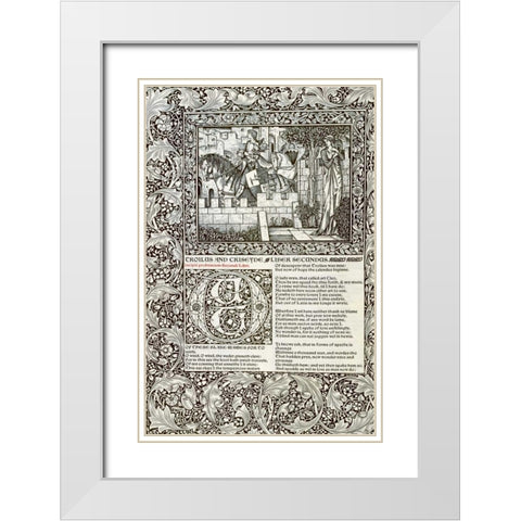 Troilus and Criseyde, Liber Secundus White Modern Wood Framed Art Print with Double Matting by Morris, William