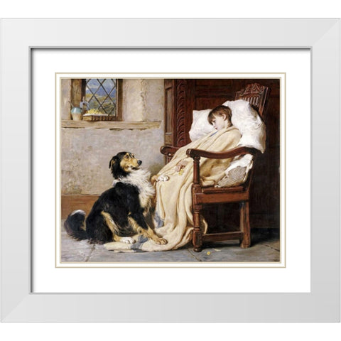 Old Playfellows White Modern Wood Framed Art Print with Double Matting by Riviere, Briton
