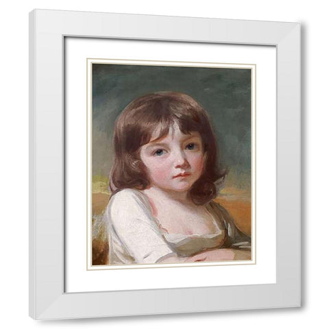 Portrait of a Girl White Modern Wood Framed Art Print with Double Matting by Romney, George