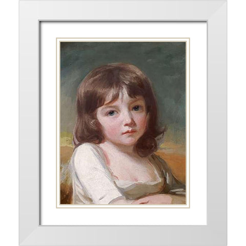 Portrait of a Girl White Modern Wood Framed Art Print with Double Matting by Romney, George