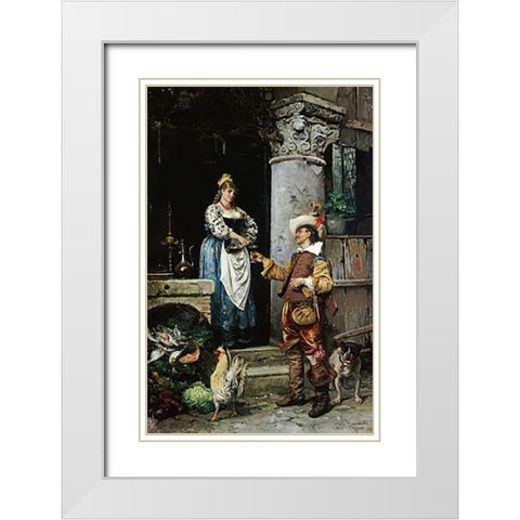 Wine For The Weary White Modern Wood Framed Art Print with Double Matting by Simonetti, Attilio