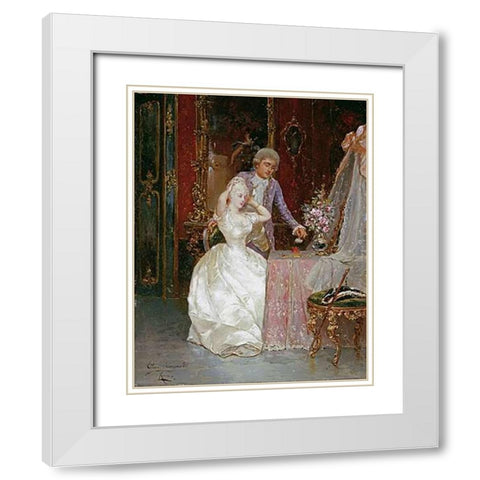 In The Boudoir White Modern Wood Framed Art Print with Double Matting by Simonetti, Ettore