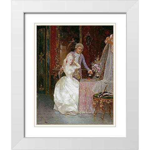 In The Boudoir White Modern Wood Framed Art Print with Double Matting by Simonetti, Ettore