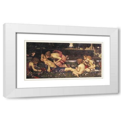 The Awakening of Adonis White Modern Wood Framed Art Print with Double Matting by Waterhouse, John William