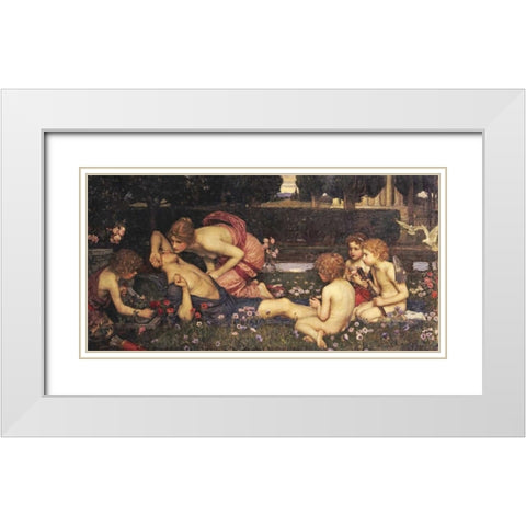The Awakening of Adonis White Modern Wood Framed Art Print with Double Matting by Waterhouse, John William