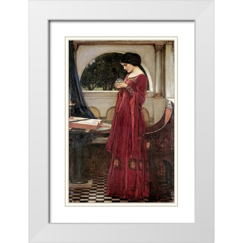 The Crystal Ball White Modern Wood Framed Art Print with Double Matting by Waterhouse, John William