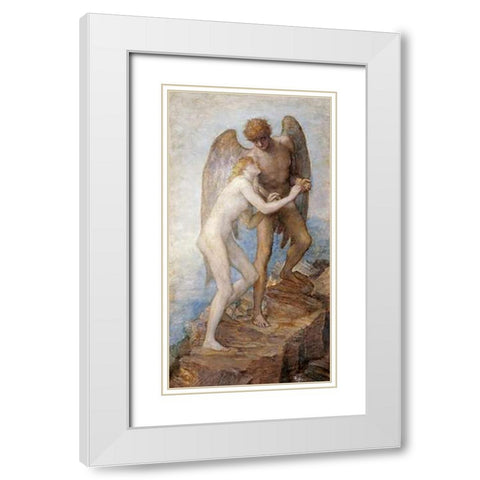 Love and Life White Modern Wood Framed Art Print with Double Matting by Watts, George Frederick