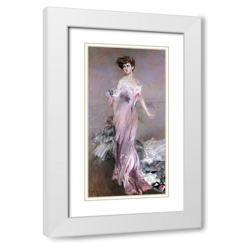 Portrait of Mrs. Howard-Johnston White Modern Wood Framed Art Print with Double Matting by Boldini, Giovanni