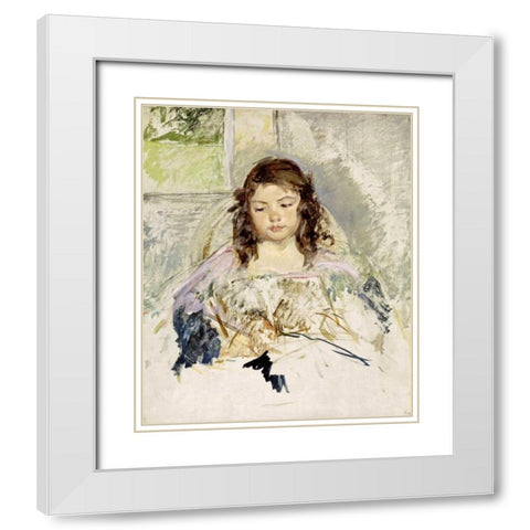 Sketch For Francois White Modern Wood Framed Art Print with Double Matting by Cassatt, Mary