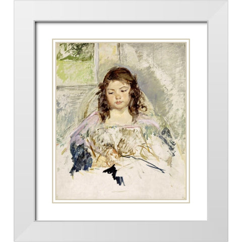 Sketch For Francois White Modern Wood Framed Art Print with Double Matting by Cassatt, Mary