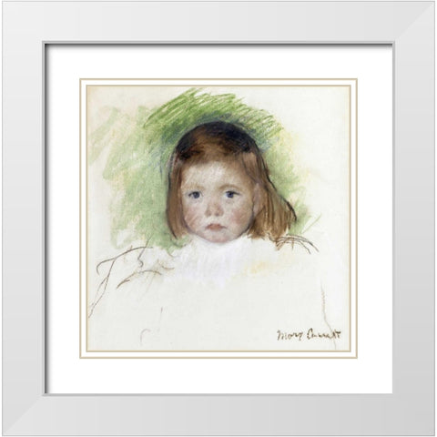 Portrait of Ellen Mary Cassatt White Modern Wood Framed Art Print with Double Matting by Cassatt, Mary