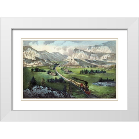 The Great West White Modern Wood Framed Art Print with Double Matting by Currier and Ives