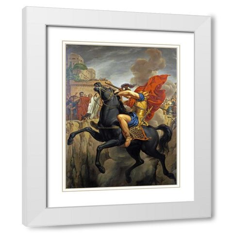 The Death of Marcus Curtius White Modern Wood Framed Art Print with Double Matting by Francois, Pierre Joseph Celestin