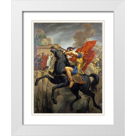 The Death of Marcus Curtius White Modern Wood Framed Art Print with Double Matting by Francois, Pierre Joseph Celestin