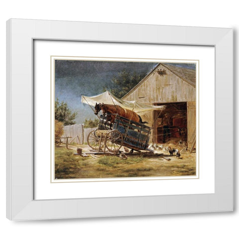 The Hay Thrasher White Modern Wood Framed Art Print with Double Matting by Henry, Edward Lamson