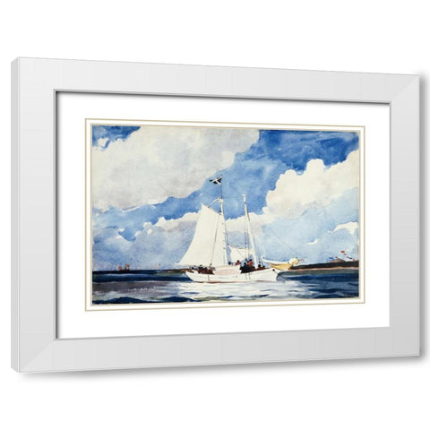 Fishing Schooner, Nassau White Modern Wood Framed Art Print with Double Matting by Homer, Winslow