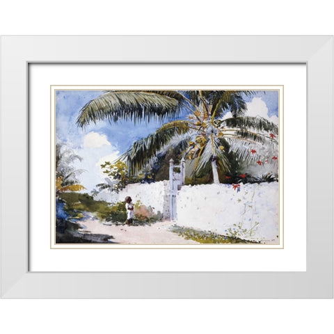 A Garden In Nassau White Modern Wood Framed Art Print with Double Matting by Homer, Winslow