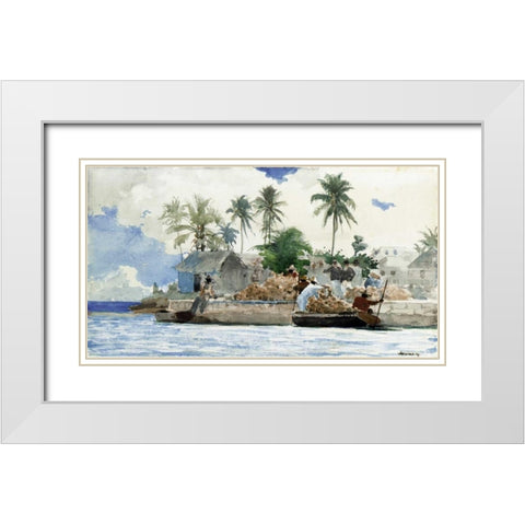 Sponge Fishermen, Bahamas White Modern Wood Framed Art Print with Double Matting by Homer, Winslow
