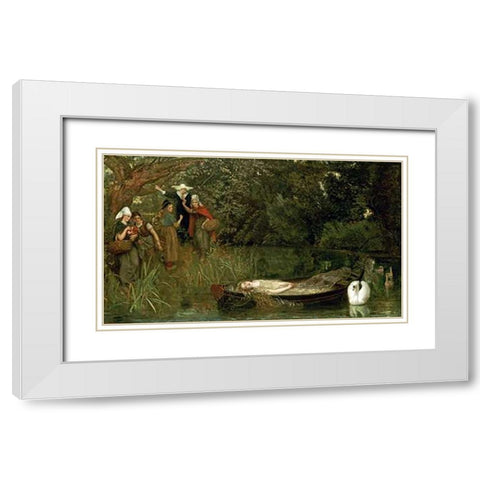 The Lady of Shalott White Modern Wood Framed Art Print with Double Matting by Hughes, Arthur