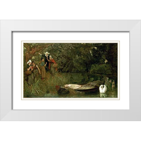 The Lady of Shalott White Modern Wood Framed Art Print with Double Matting by Hughes, Arthur