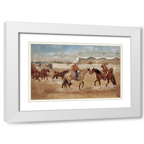 The Arrival of The Boss at The Rodeo White Modern Wood Framed Art Print with Double Matting by Icaza, Ernesto