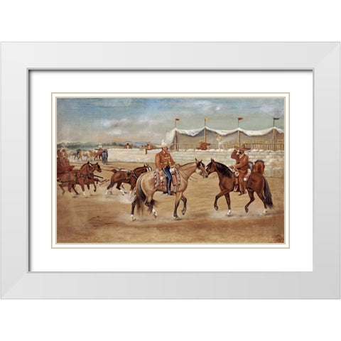 The Arrival of The Boss at The Rodeo White Modern Wood Framed Art Print with Double Matting by Icaza, Ernesto