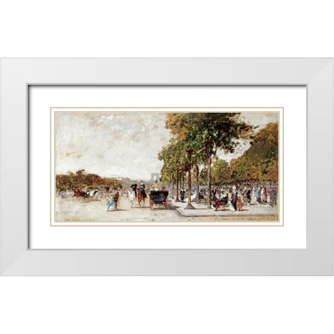 Les Champs Elysees, Paris White Modern Wood Framed Art Print with Double Matting by Loir, Luigi