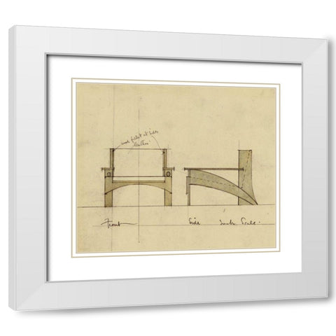 Design For Armchair In Oak White Modern Wood Framed Art Print with Double Matting by Mackintosh, Charles Rennie
