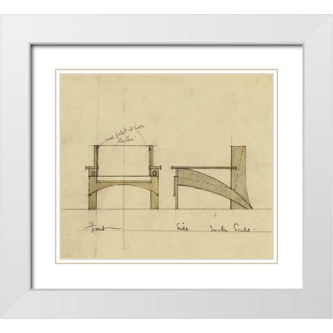 Design For Armchair In Oak White Modern Wood Framed Art Print with Double Matting by Mackintosh, Charles Rennie